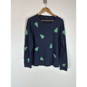 Novelty Talbots Christmas Tree Sweater Embroidered Size XL Crew Pullover